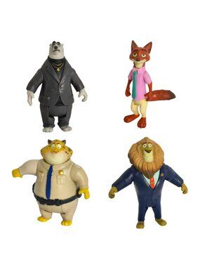 Disney Zootopia Lionheart Clawhauser Nick Wilde Mr. Big Character Figures Set